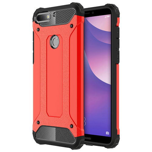 Military Defender Tough Shockproof Case for Huawei Nova 2 Lite - Red